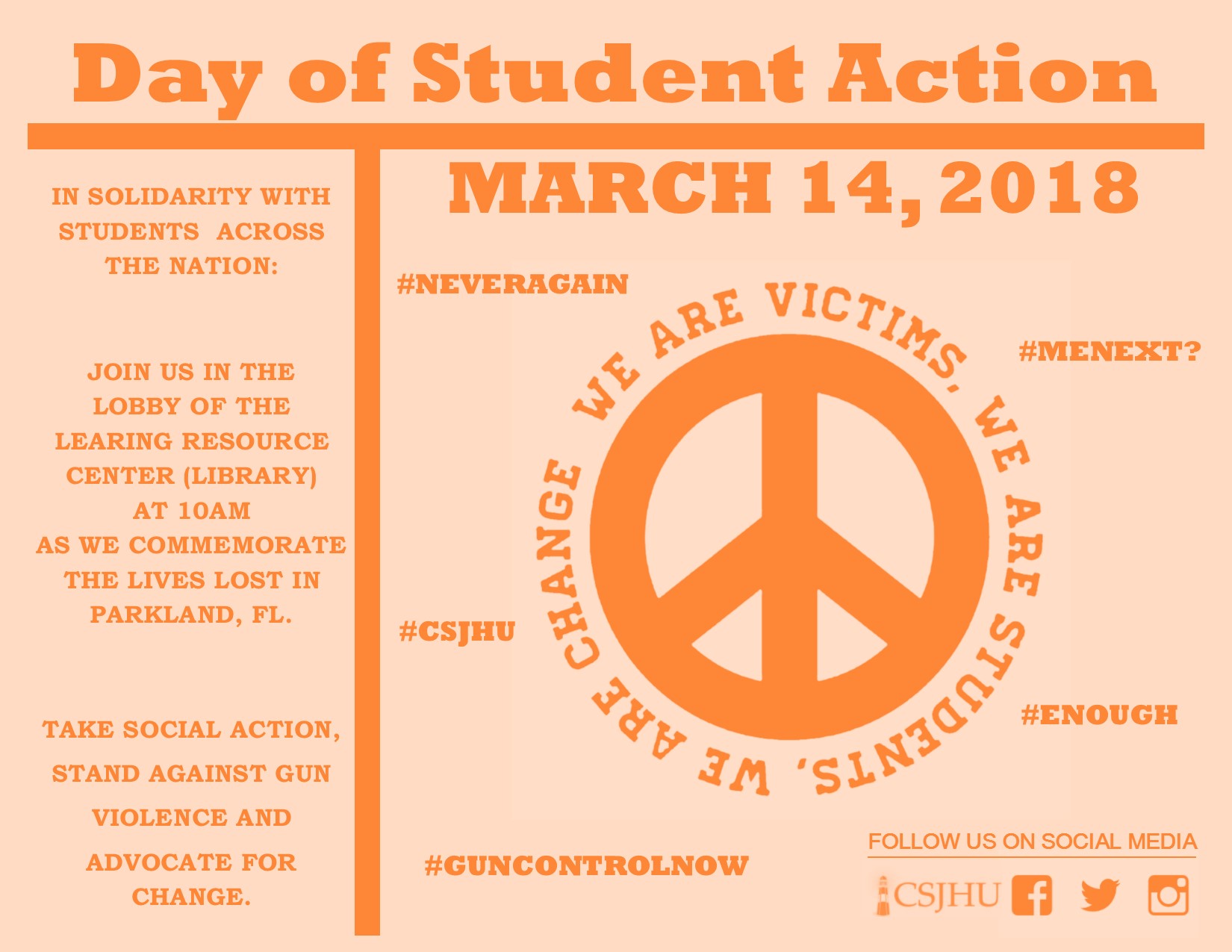Day of Student Action - March 14, 2018 - Event Flyer